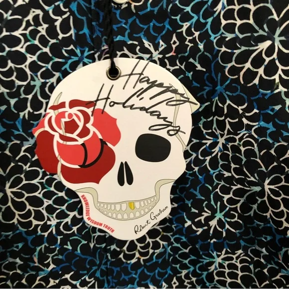 ROBERT GRAHAM Large Baltic Long Sleeve Shirt Flip Cuff Navy Floral Geometric NWT - Picture 4 of 13